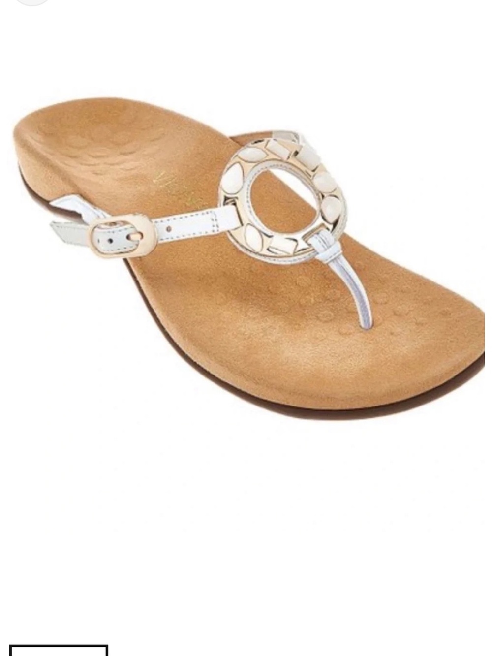 Vionic Ricci White Beaded Sandal Flip Flops Sz 7